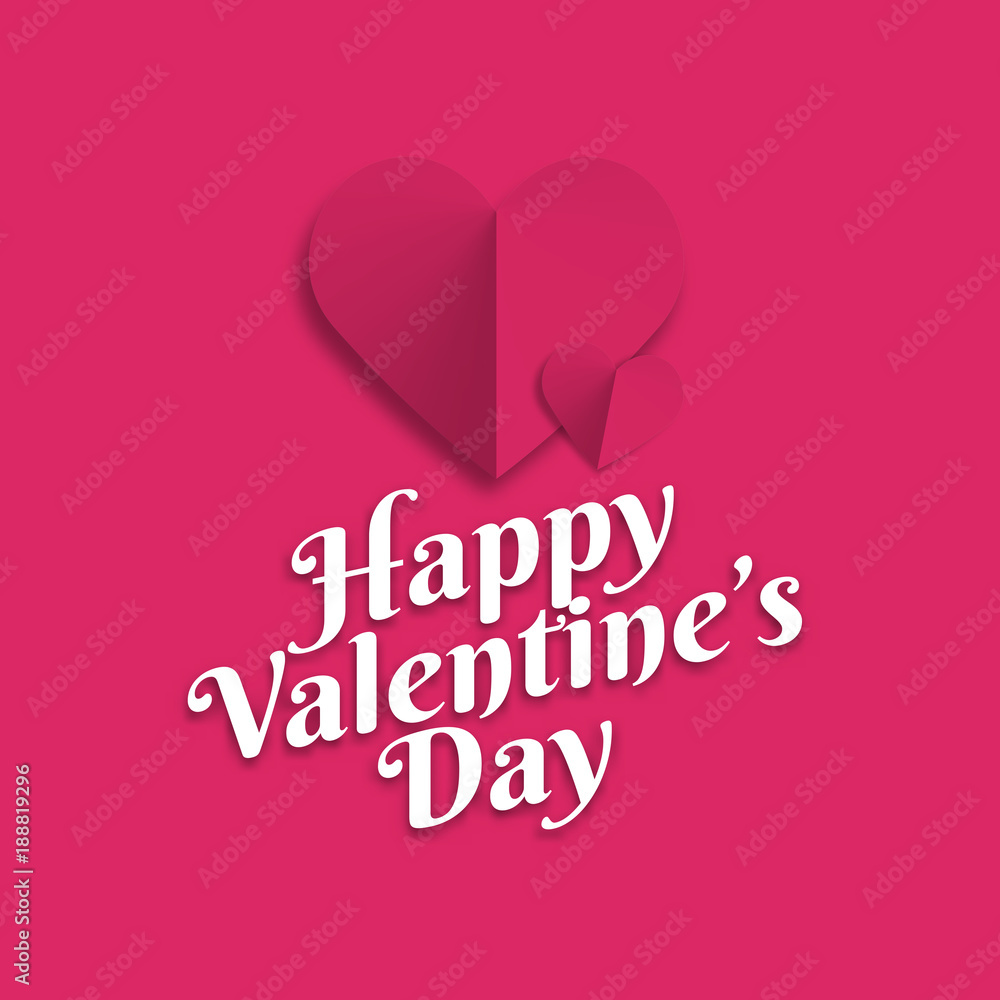 Illustration of hearts of pink color. Background hearts for cards, promotions, posters, banners and decoration. Design with hearts for lovers' day. Text Happy Valentine's Day.