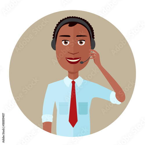 Call center operator icons man vector cartoon flat Illustration isolated