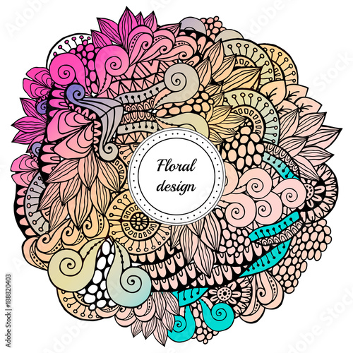 stock vector doodle cartoon doodle floral and wave pattern.
