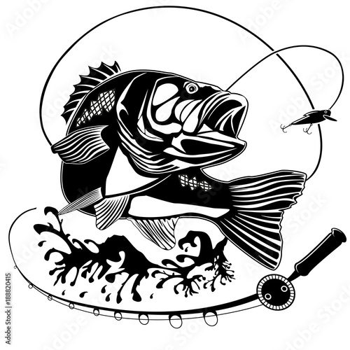 PERCH FISH WITH ROD