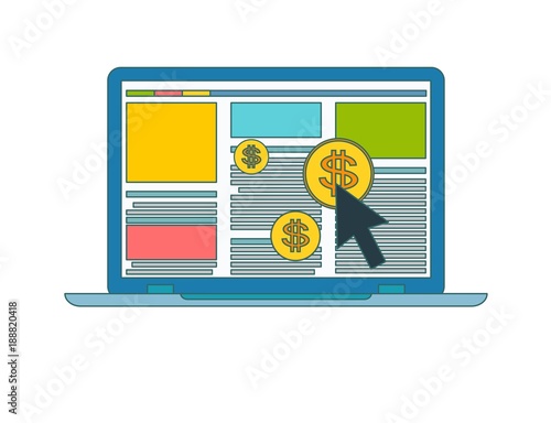 Pay per click or PPC vector icon in flat style. concept of online or internet advertising. Online ads symbo photo