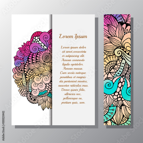 stock vector  set of d card or banner template. floral cartoon doodle style