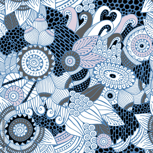 stock vector seamless flower, doodle pattern. abstract art background
