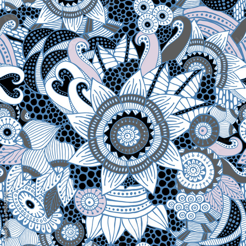 stock vector seamless flower, doodle pattern. abstract art background