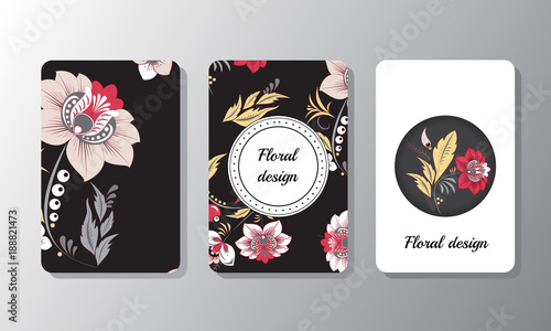 stock vector abstract set of design floral card or banner template. floral style
