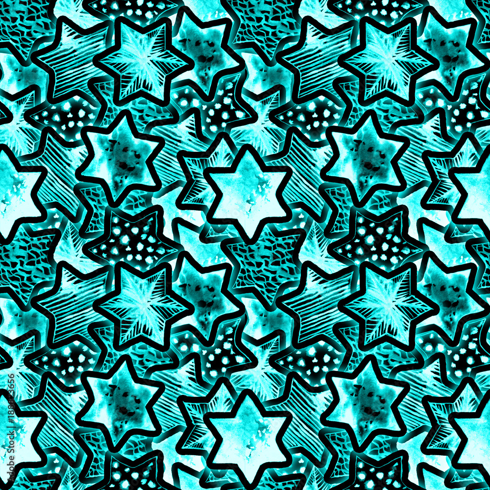 custom made wallpaper toronto digitalFestive Magic Seamless Pattern with Neon Watercolor Stars. Lighting Christmas Tree Garland Background. New Year Flashlights. Hand drawn star print for wrapping, textile, wallpaper, cards, books.