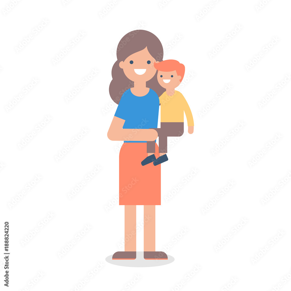 Vector illustration of a mother holding child in her arms Vector illustration of a mother holding child in her arms