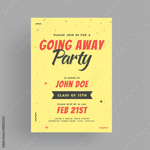 Farewell Party Banner, or Invitation Card Design.