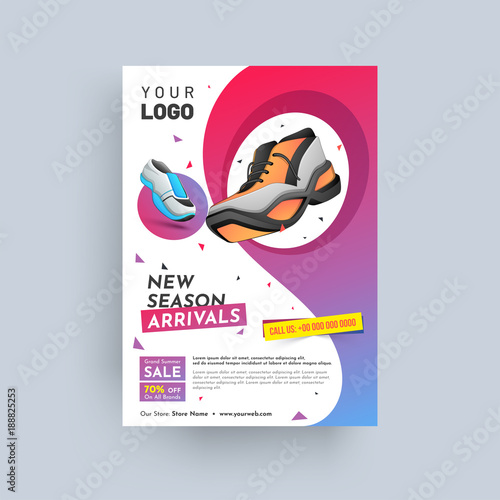 Footwear Company Design annual report, cover, vector template brochures, flyers, presentations, leaflet, magazine a4 size.