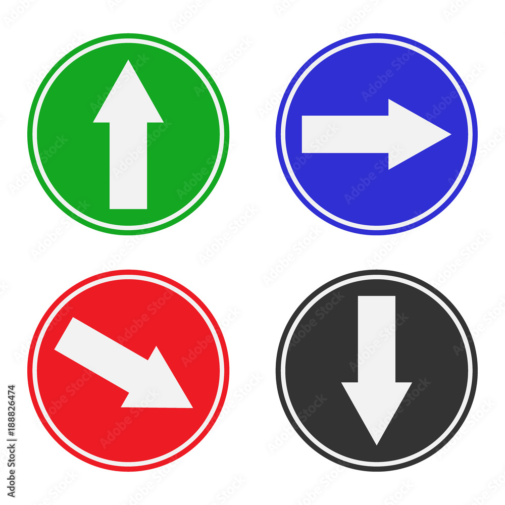 Direction arrows in circle. Vector icons. Direction arrows in circle. Vector icons.