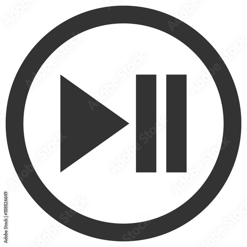 Play and pause icon in circle. Media player control button. Vector.