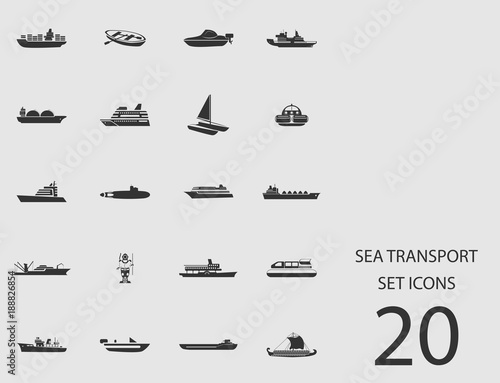 Fotografia Sea transport set of flat icons. Vector illustration