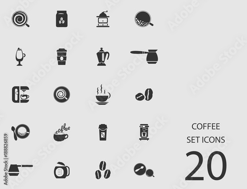 Coffee set of flat icons. Vector illustration