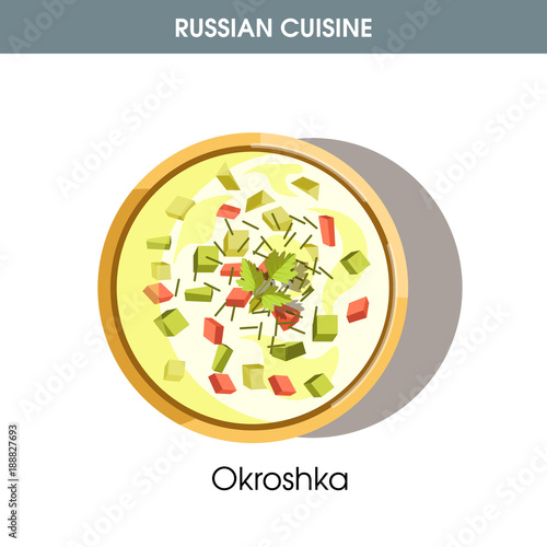Cold Okroshka with leek and dill from Russian cuisine