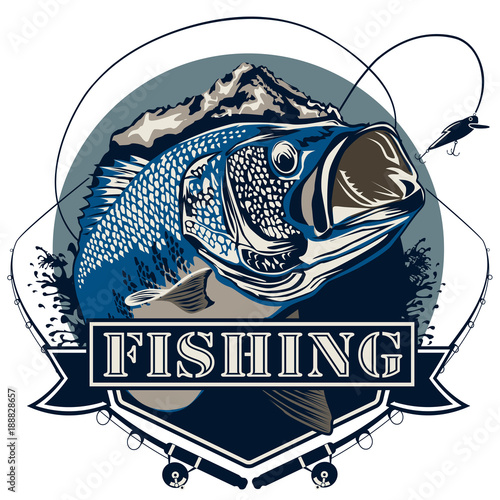 Bass fishing logo blue