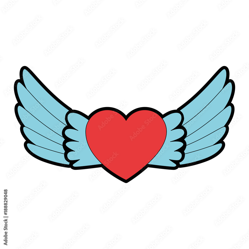 Obraz premium heart with wings flying vector illustration design