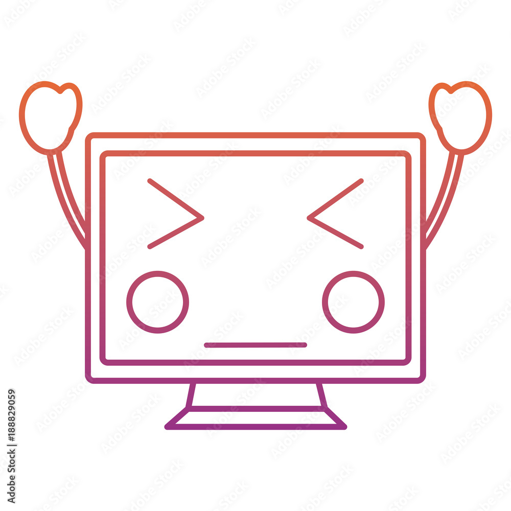 angry computer monitor kawaii icon image vector illustration design red to purple ombre line angry computer monitor kawaii icon image vector illustration design red to purple ombre line