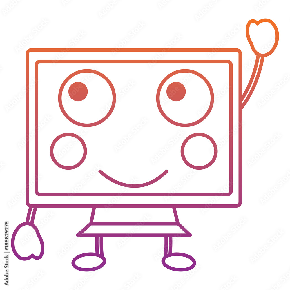 happy computer monitor kawaii icon image vector illustration design red to purple ombre line happy computer monitor kawaii icon image vector illustration design red to purple ombre line