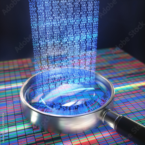Canvastavla DNA Sanger Sequencing and a Magnifying Glass Showing the DNA codes