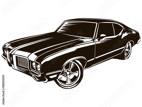 Muscle car modern on white