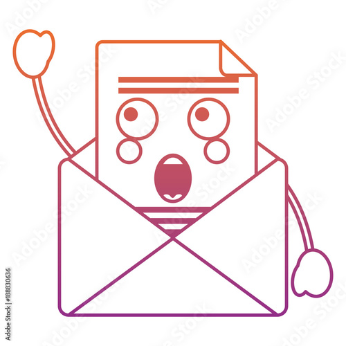 suprised message envelope kawaii icon image vector illustration design  red to purple ombre line