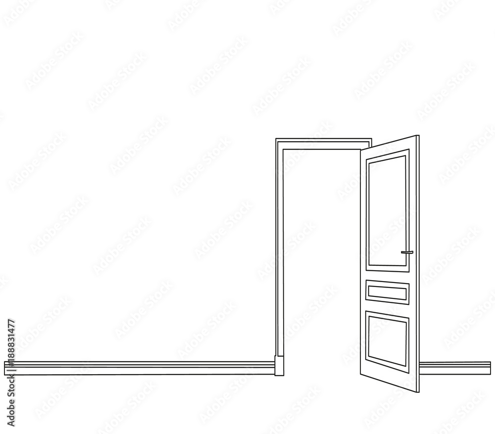 Isolated Sketch Of An Open Door Stock Vector Adobe Stock