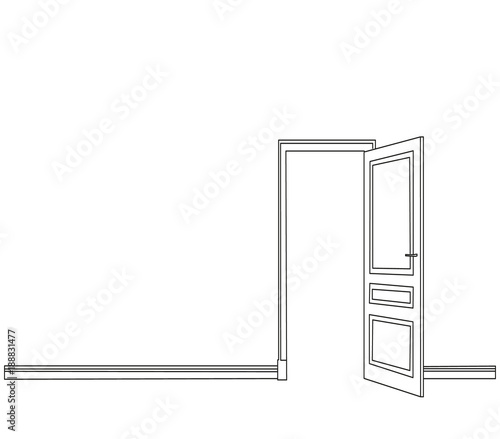 isolated sketch of an open door