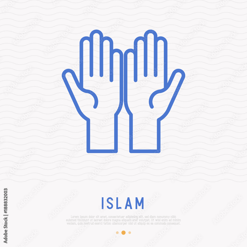 Two hands palm up thin line icon. Pray symbol. Modern vector illustration. Two hands palm up thin line icon. Pray symbol. Modern vector illustration.