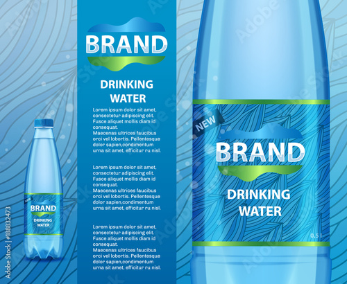 Drinking water bottle ad realistic vector illustration