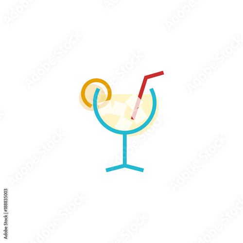 Aperol spritz cocktail memphis style icon. Can be used as a part of logo or advertisement. Isolated on white background flat line art style.