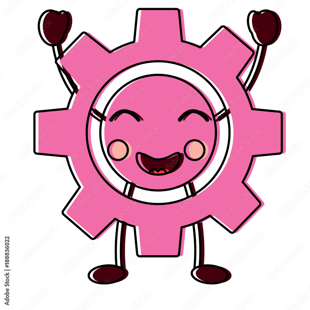 Fototapeta premium happy gear kawaii icon image vector illustration design 