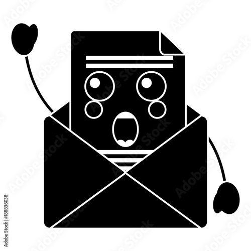 suprised message envelope kawaii icon image vector illustration design 