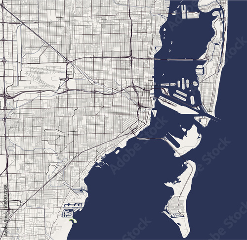 vector map of the city of Miami, USA