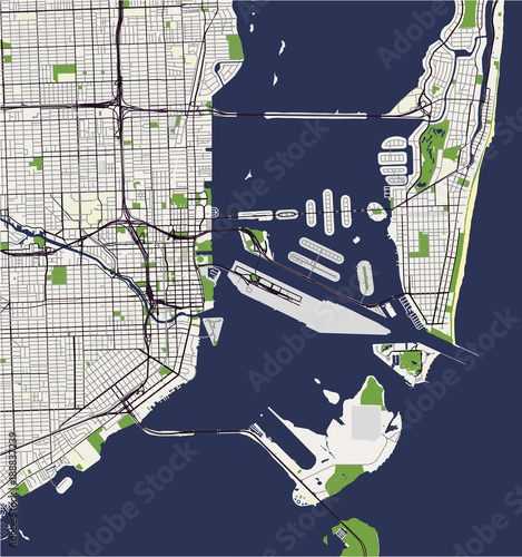 vector map of the city of Miami, USA