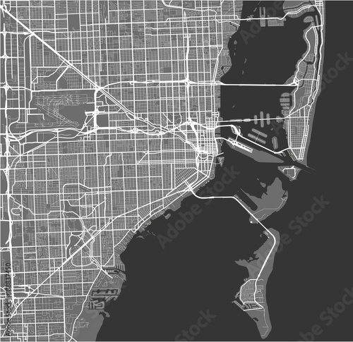 vector map of the city of Miami, USA