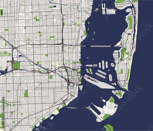 vector map of the city of Miami, USA