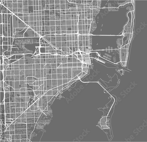 vector map of the city of Miami, USA