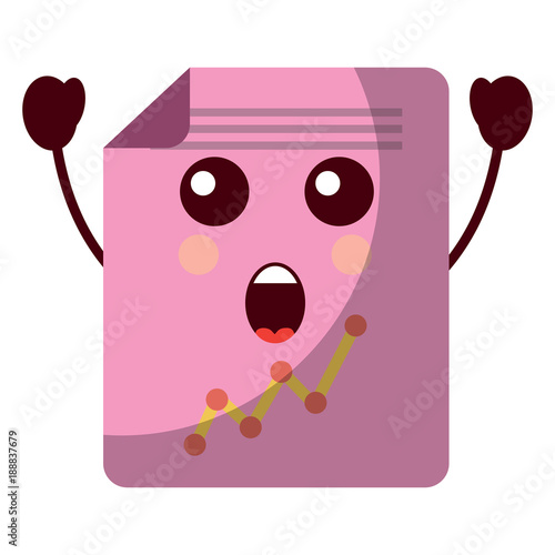 suprised graph chart kawaii icon image vector illustration design 