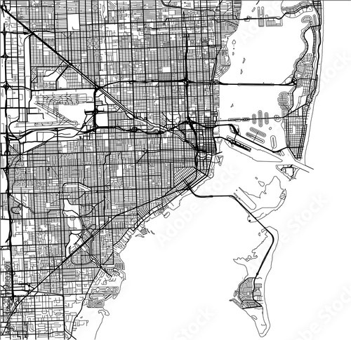 vector map of the city of Miami, USA