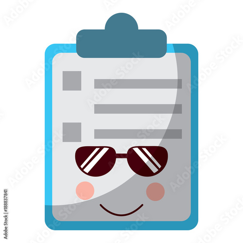 clipboard  wth sunglasses kawaii icon image vector illustration design 