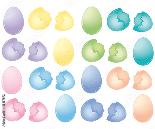 Collection of colorful easter eggs icons