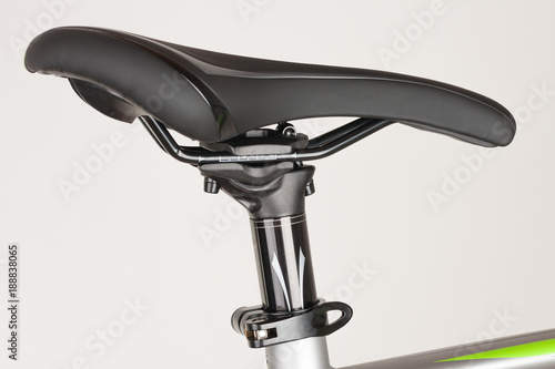 Bike saddle on white background, close up view, studio photo