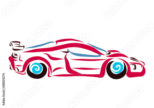 A sports car painted with smooth lines