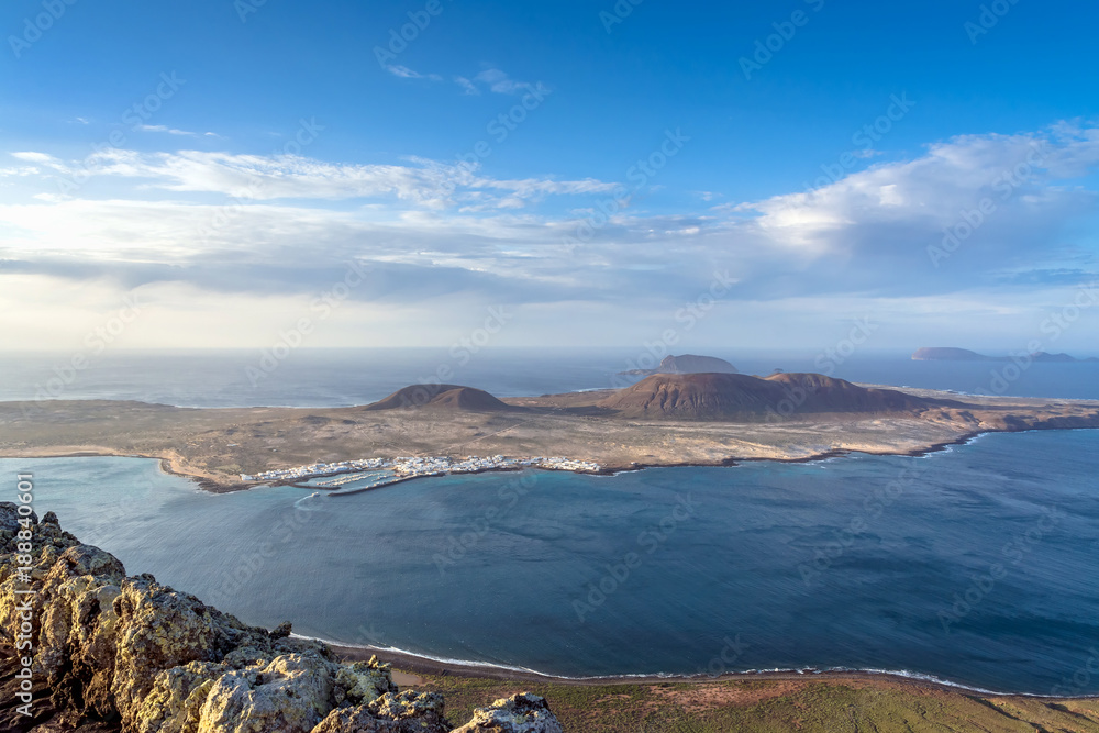 Panoramic view from El Mirador del Rio, Lanzarote. Canary Island