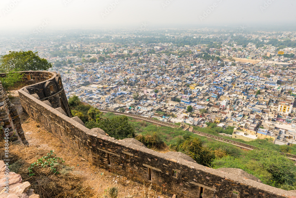 view over the houses of Chittorgarh, Rajasthan