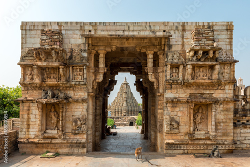 Gate in front of Samadhisvar Temple in Chittorgarh, Rajasthan photo