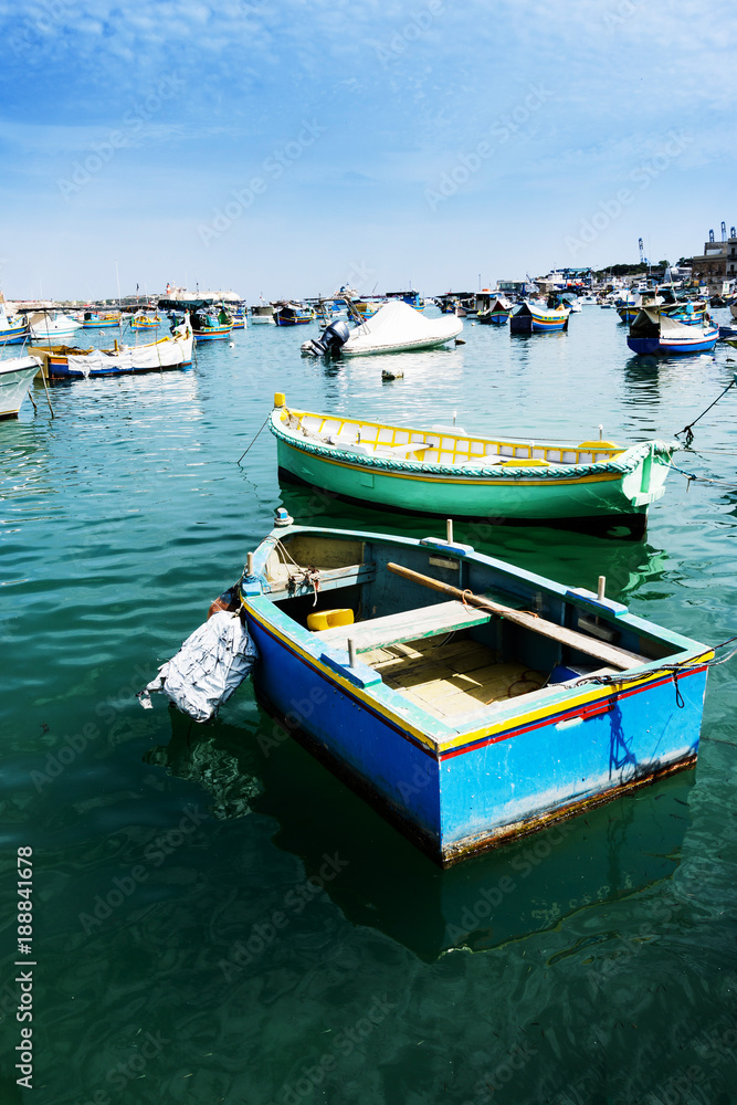 Mediterranean traditional colorful boats in Malta Mediterranean traditional colorful boats in Malta