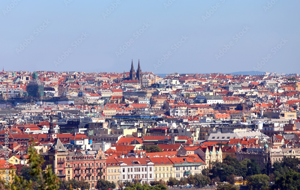 Prague City in Czech Republic with many houses and roofs