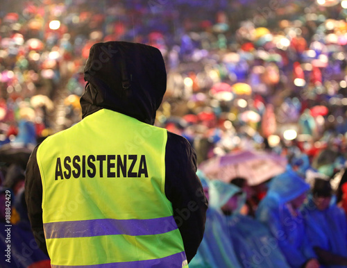 italian security guard during the event with text ASSISTENZA that means Assitance in Italian language © ChiccoDodiFC