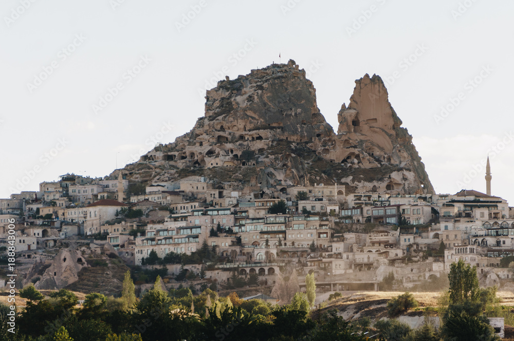 mountain landscape with city, Cappadocia, Turkey